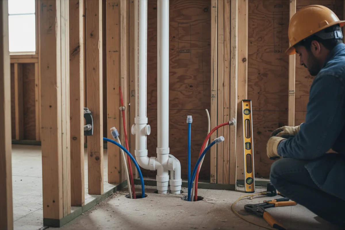 Drain and supply rough-in during Drain Cleaning in Shavertown