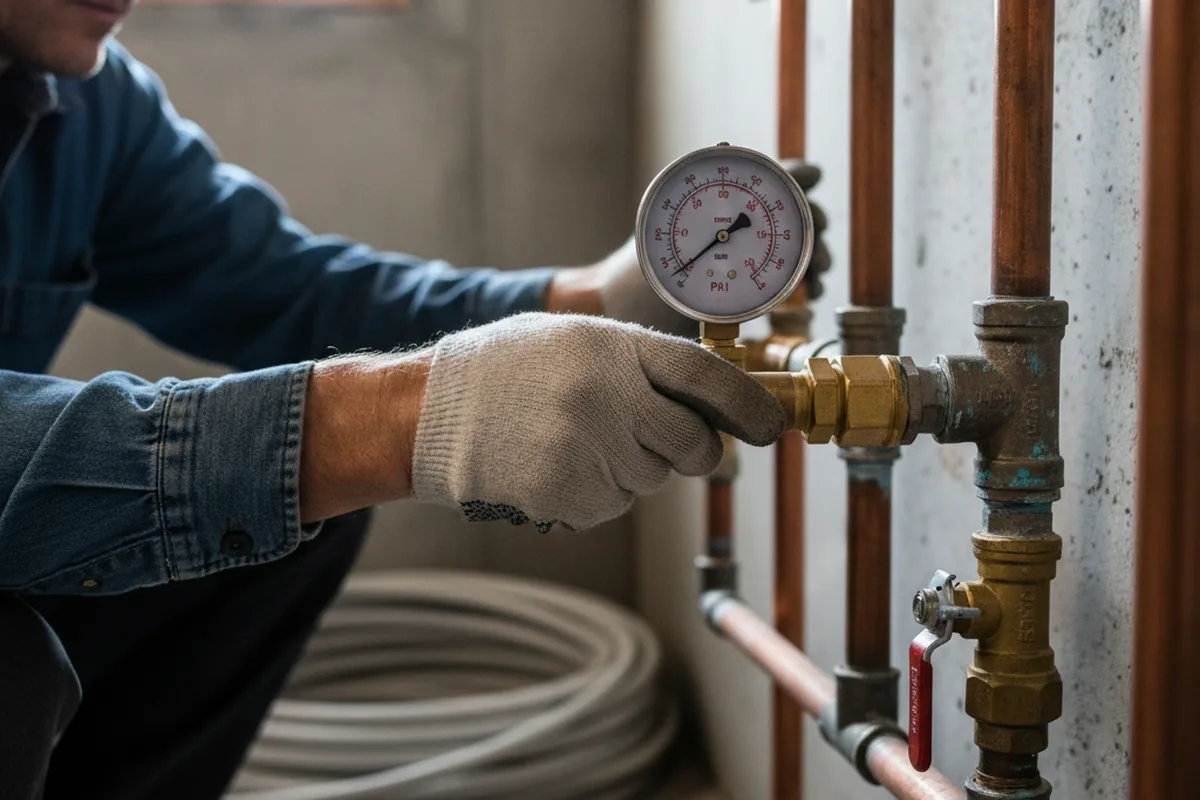 Pressure testing a repaired line during Water Line Repair in Shavertown